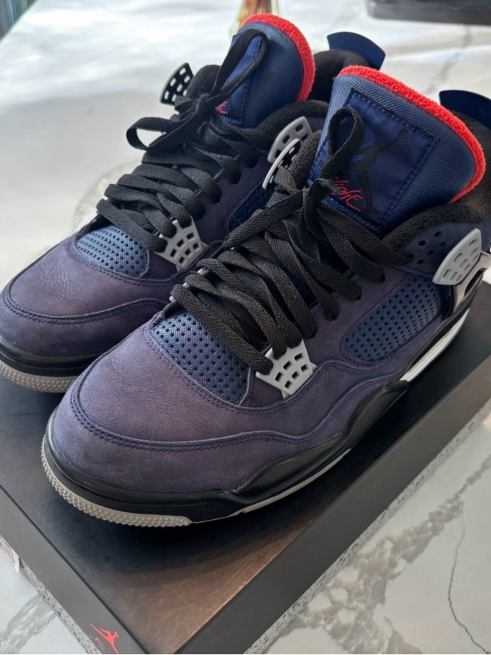 Jordan Men’s Navy and Red Retro Sneakers